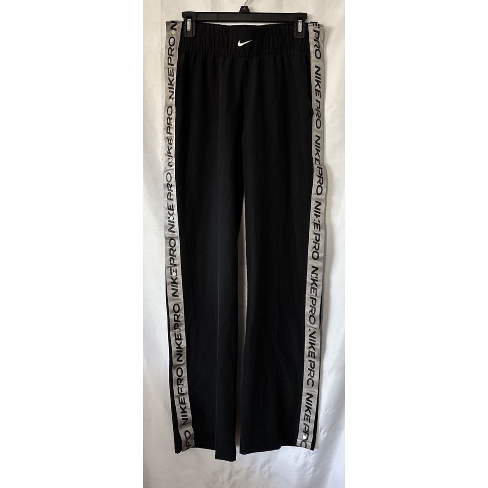 Nike Pro Women's Tear Away Pants Mid Rise Loose Fit BV3350-010 Black Sz S